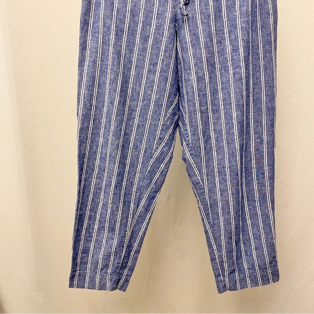 Beach Lunch Lounge Linen Blend Pants Blue White Stripe Womens Size Large - Picture 5 of 13